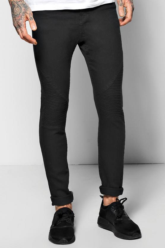 Skinny Fit Stretch Jeans With Heavy Biker Detail